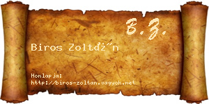 Biros Zoltán névjegykártya