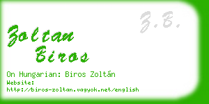 zoltan biros business card